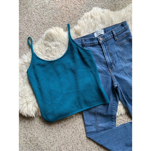 St. John Santana Knit Spaghetti Strap Tank Spruce Green Size S - Picture 12 of 12